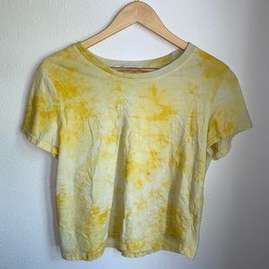 Yellow and White Cropped T-Shirt